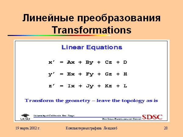 Назовите примеры преобразований transform